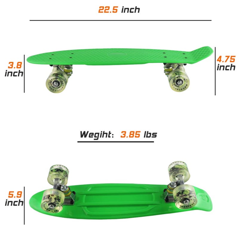Meketec Skateboard Green Adults Little Cruiser Complete Kids Skateboards Youth Board for Boy Girl Beginners Children Toddler Teenagers Birthday (Green) - Image 5